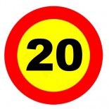 Señal de obra límite velocidad 20